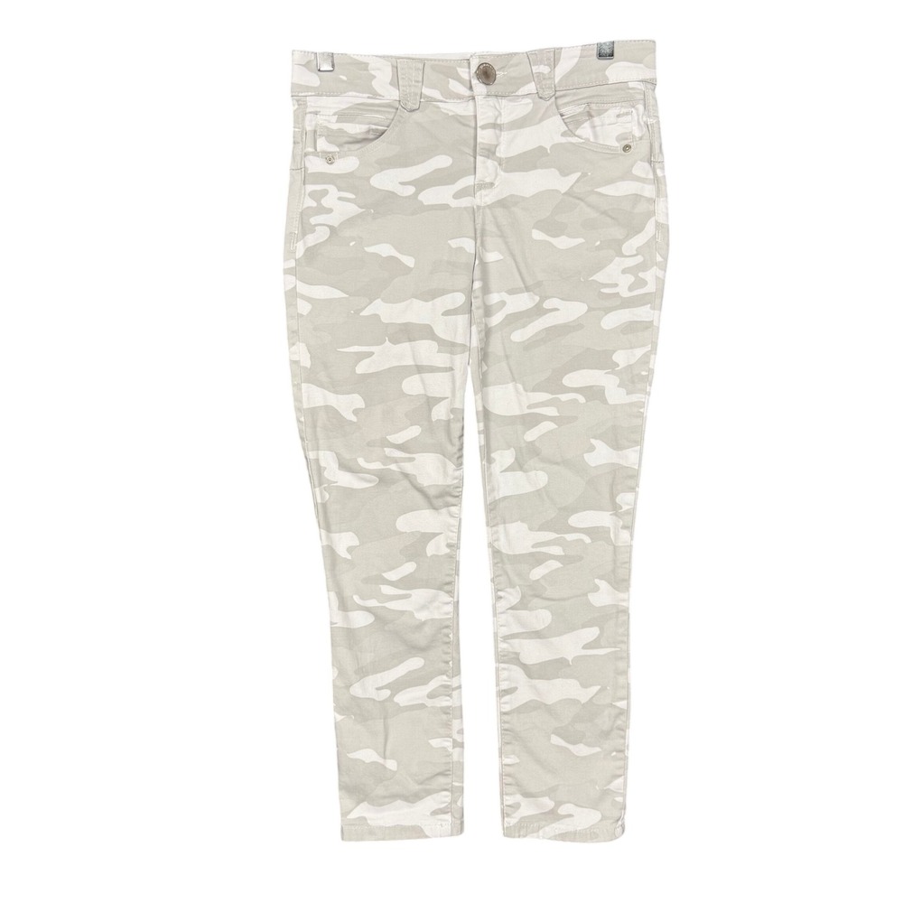 Democracy Pants Women 6 Gray Camo Ab Solution Skinny Jeans Cotton Blend Slimming